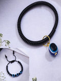 NVR Women & Men Set of 2 Black Evil Eye Rakhi With Roli Chawal
