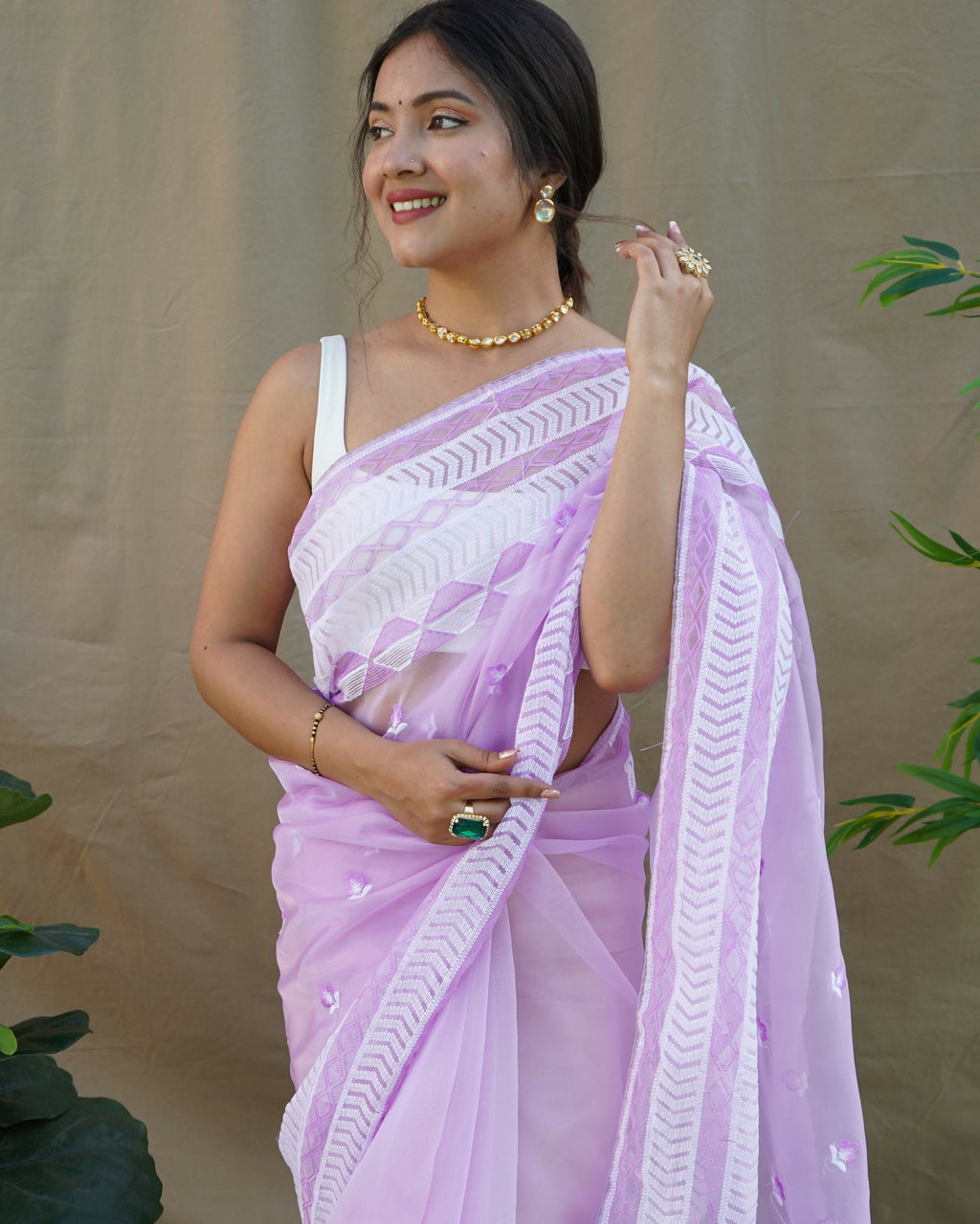 Vamsee Kamal Purple Organza Saree