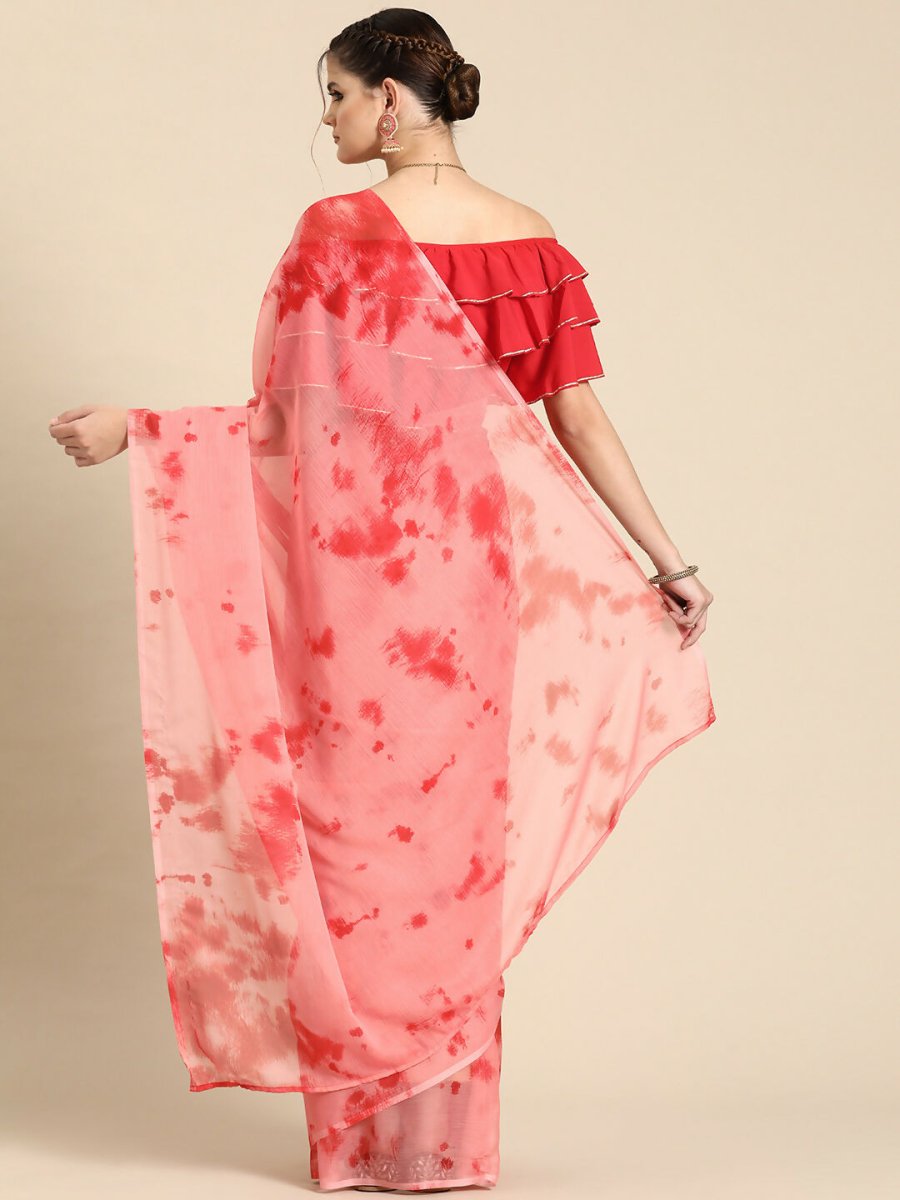 Ahalyaa Women's Traditional Semi Stitch Saree - Peach