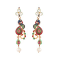 Nuyug 22K Gold Plated Pearl Drop Kundan Studded Ethnic Peacock Shaped Drop Earrings