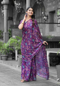 stylish Casual Purple Imported georgette Ready to Wear Fancy Saree - Ashwini