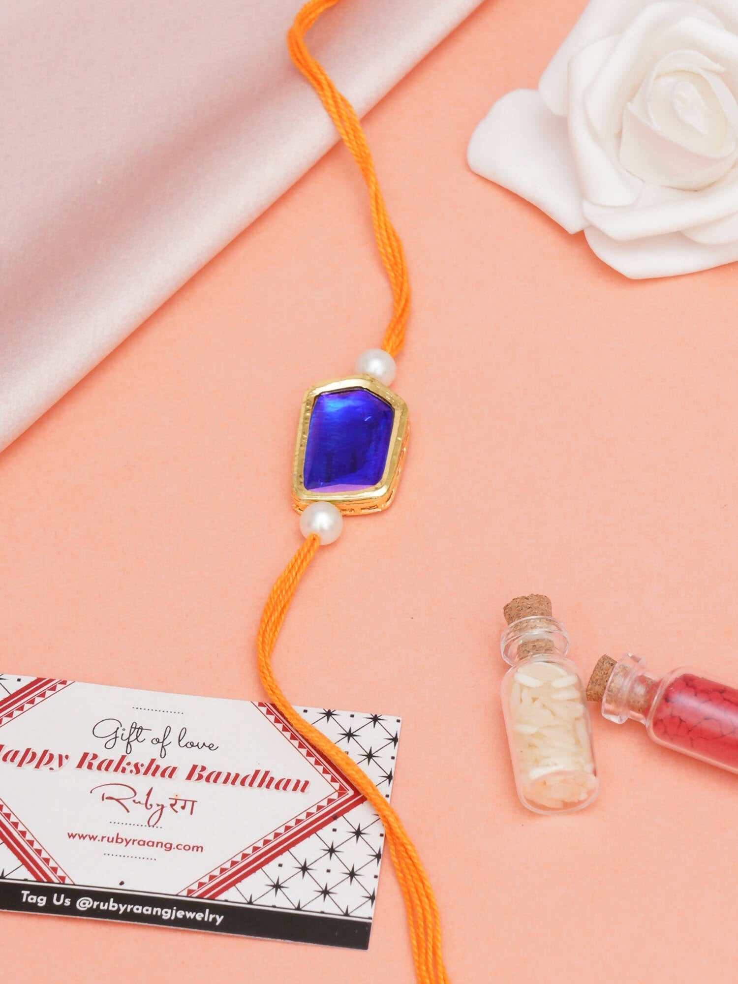 Designer kundan Rakhi - Ruby Raang