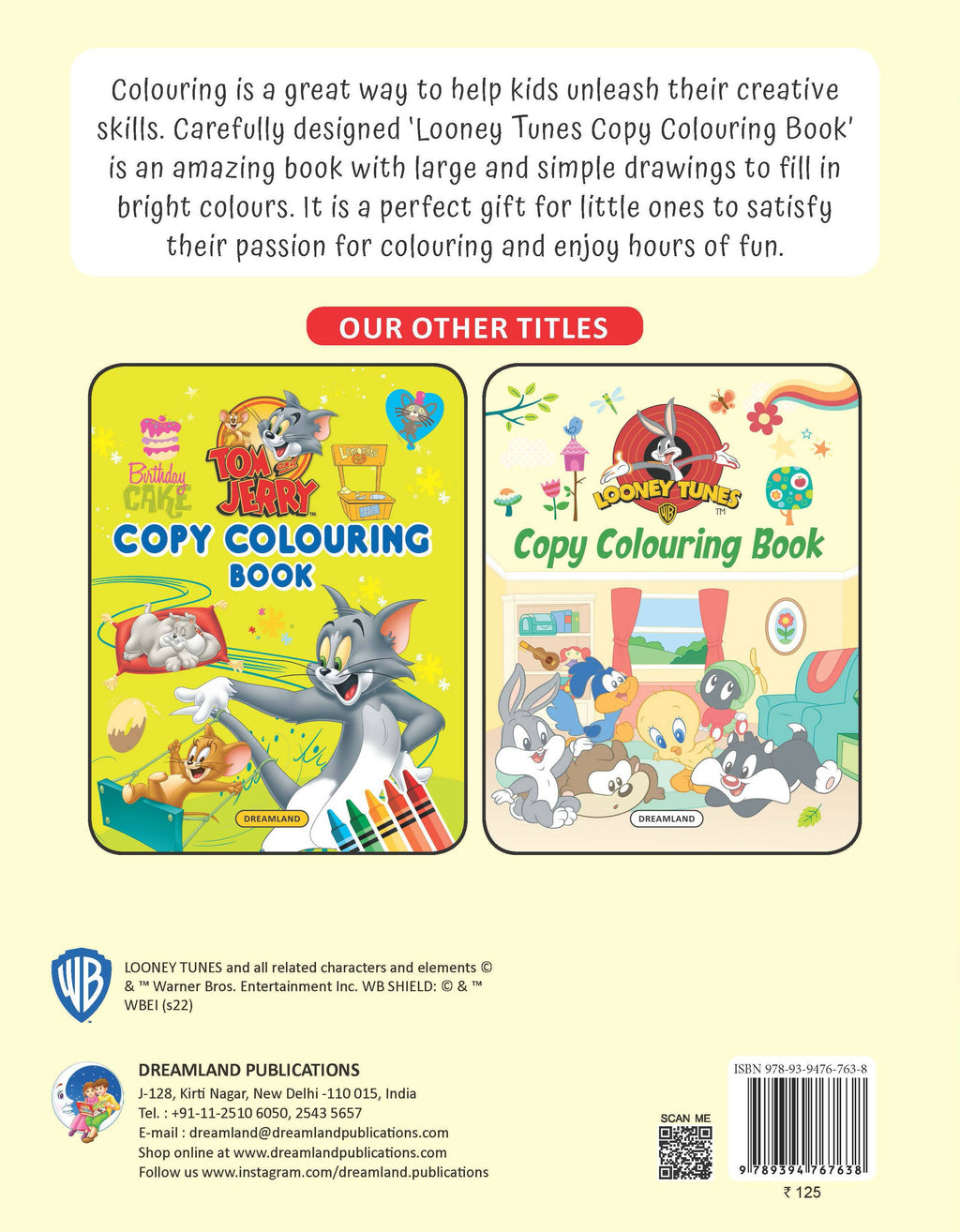Dreamland Looney Tunes Copy Colouring Book : Children Drawing, Painting & Colouring Book