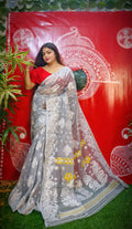Exclusive Collection Handloom Dhakai Jamdani Saree - Ash