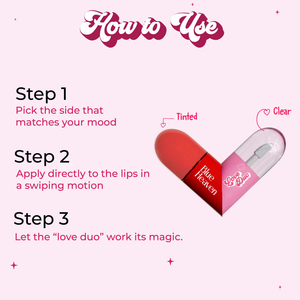 Blue Heaven Love Duo 2-In-1 Clear & Tinted Lip Gloss - Snacc (Clear + Cherry)