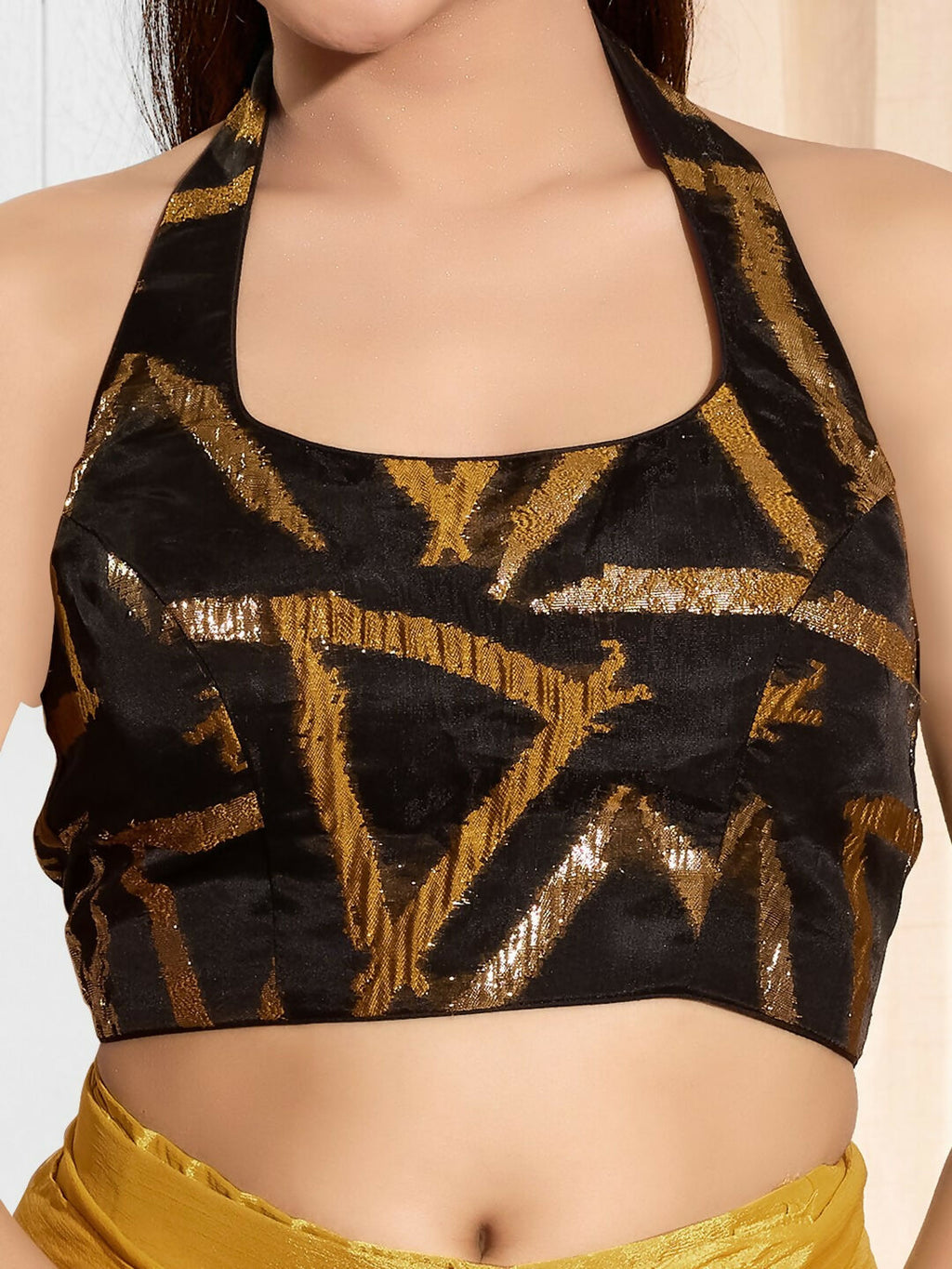 Joban Fashion Mustard Cotton Padded Blouse With Square Neck Sleeveless