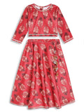 Ahalyaa Girls Floral Printed Velvet Ready to Wear Kids Lehenga Choli