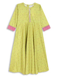 Ahalyaa Girls Printed A-Line Velvet Maxi Kids Ethnic Dress