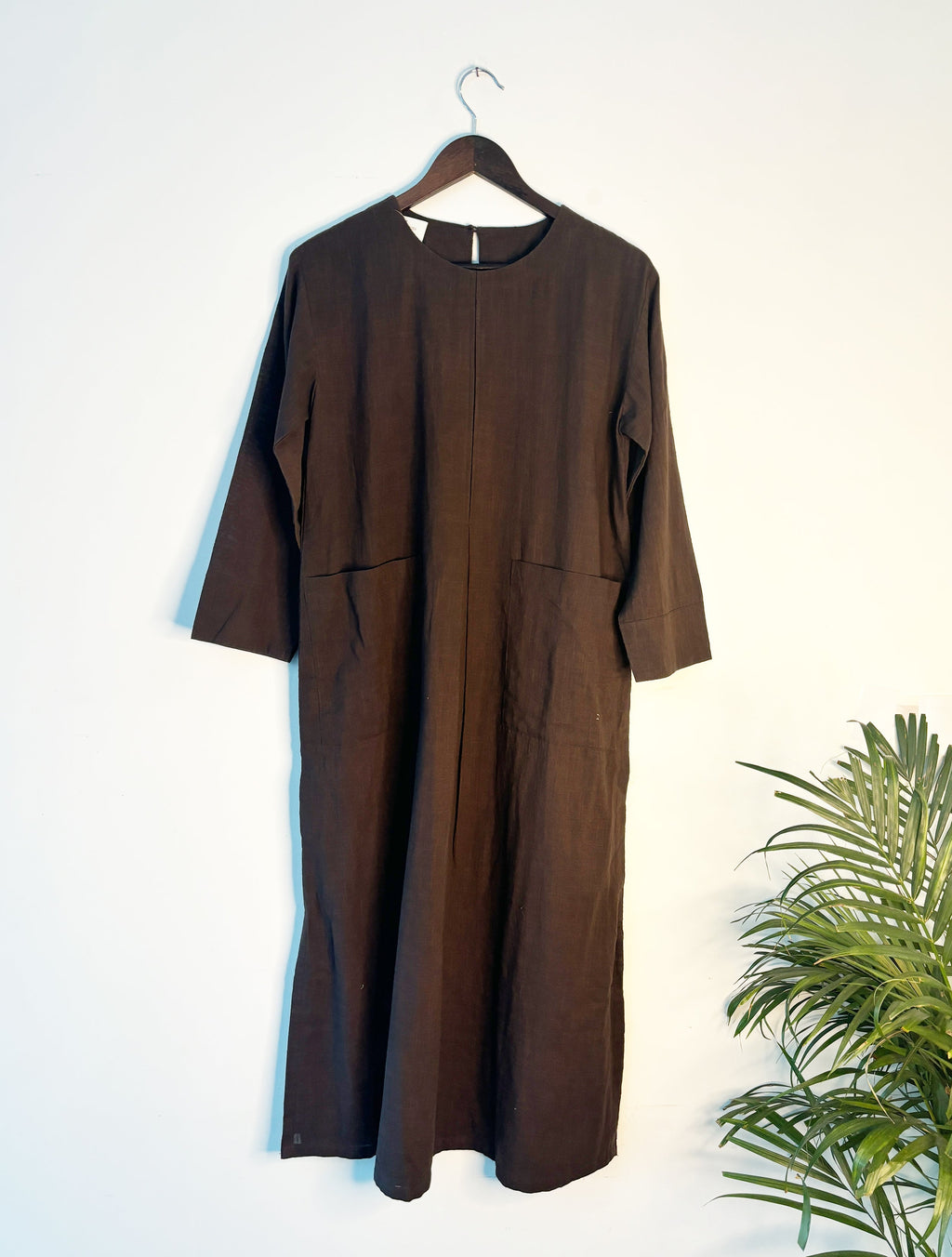 trueBrowns Beige Slub Dress