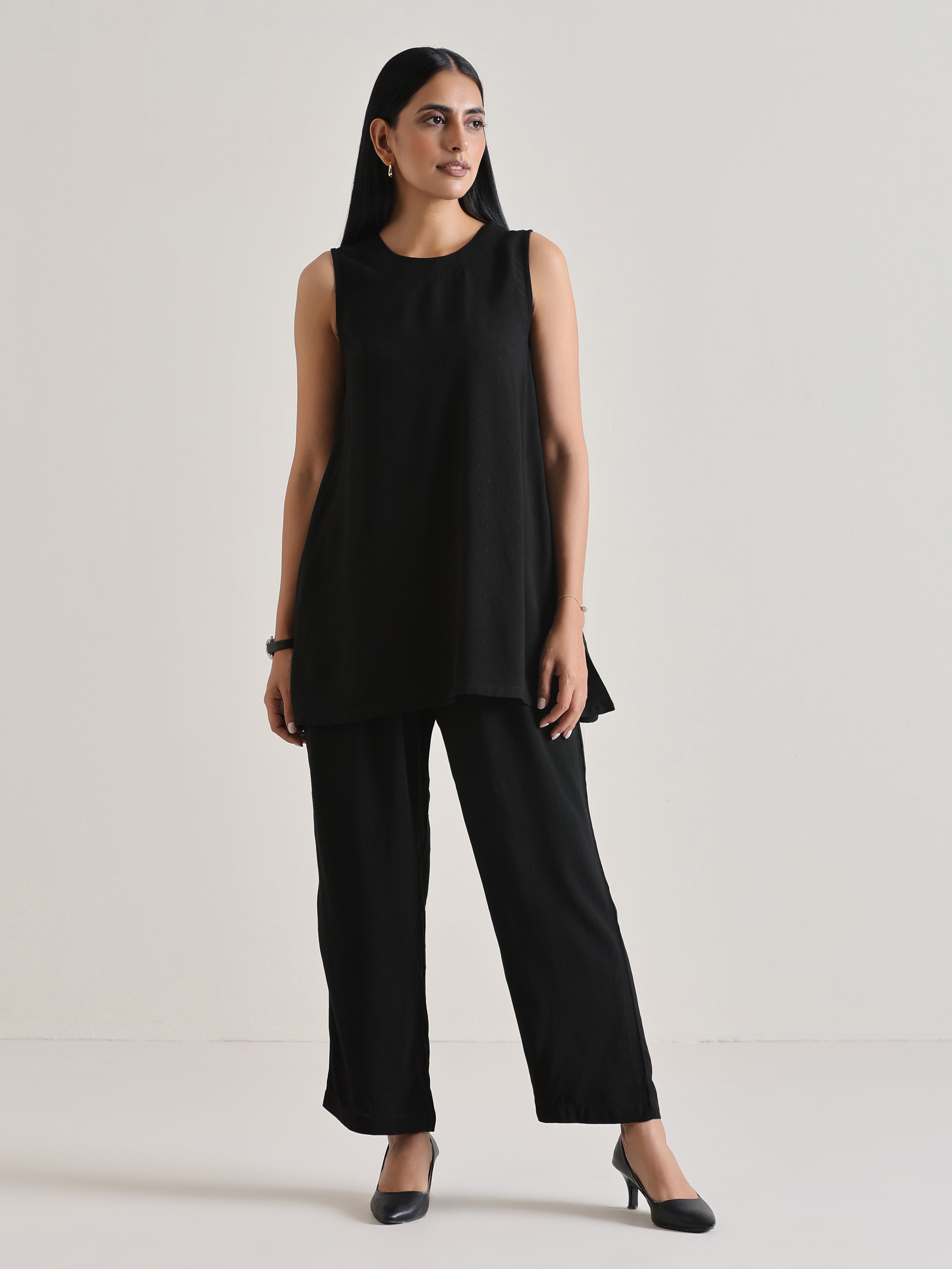 trueBrowns Black Sleeveless Co-Ord Set