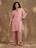 trueBrowns Light Mauve Zig-Zag Printed Silk Co-Ord Set
