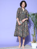 InWeave Women's Green Jaal Print Dress