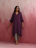 trueBrowns Purple Modal Kimono Kurta Set