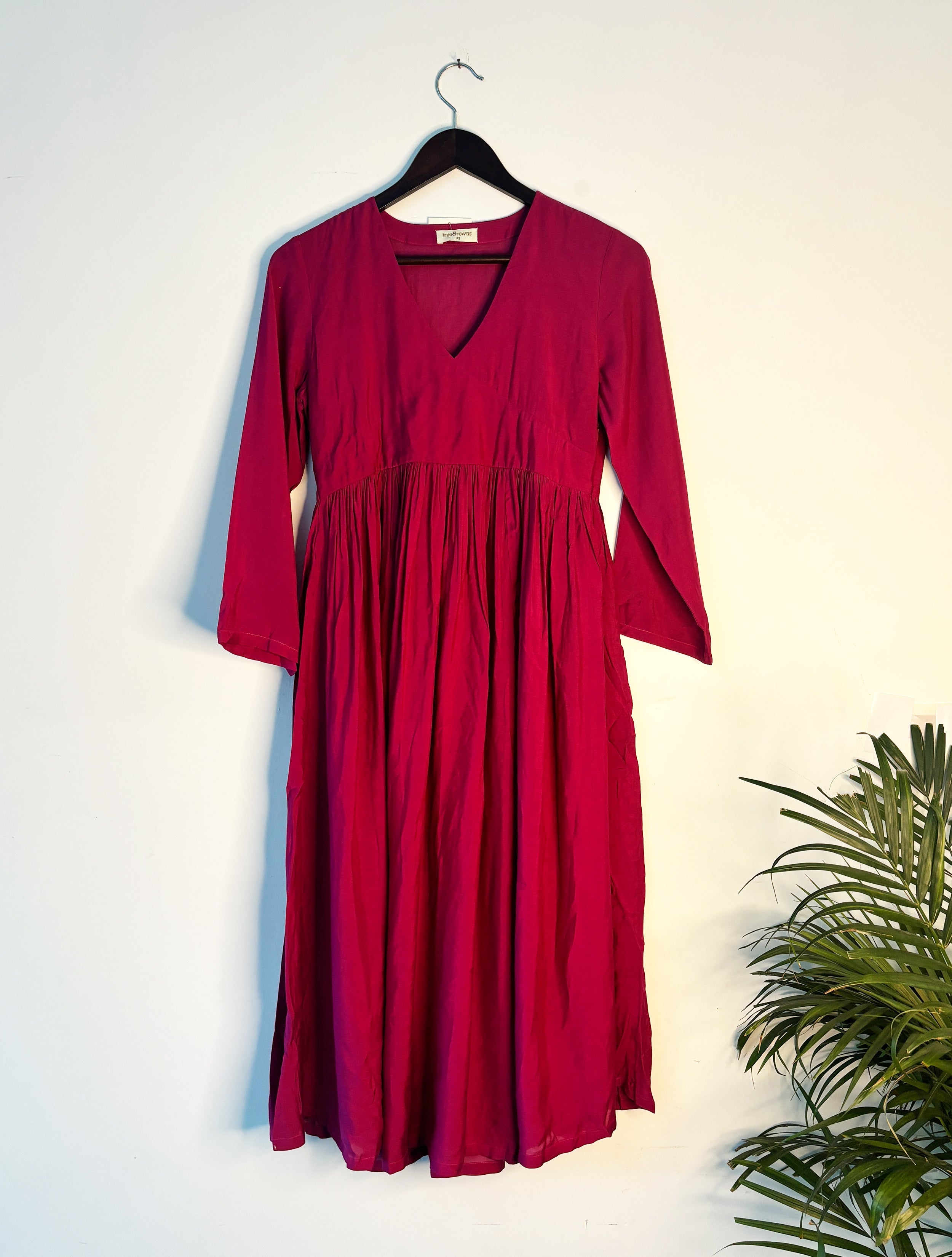 trueBrowns Pink Muslin Flared Kurta