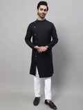 Even Apparels Black Sherwani Kurta With Asymetrical Cut