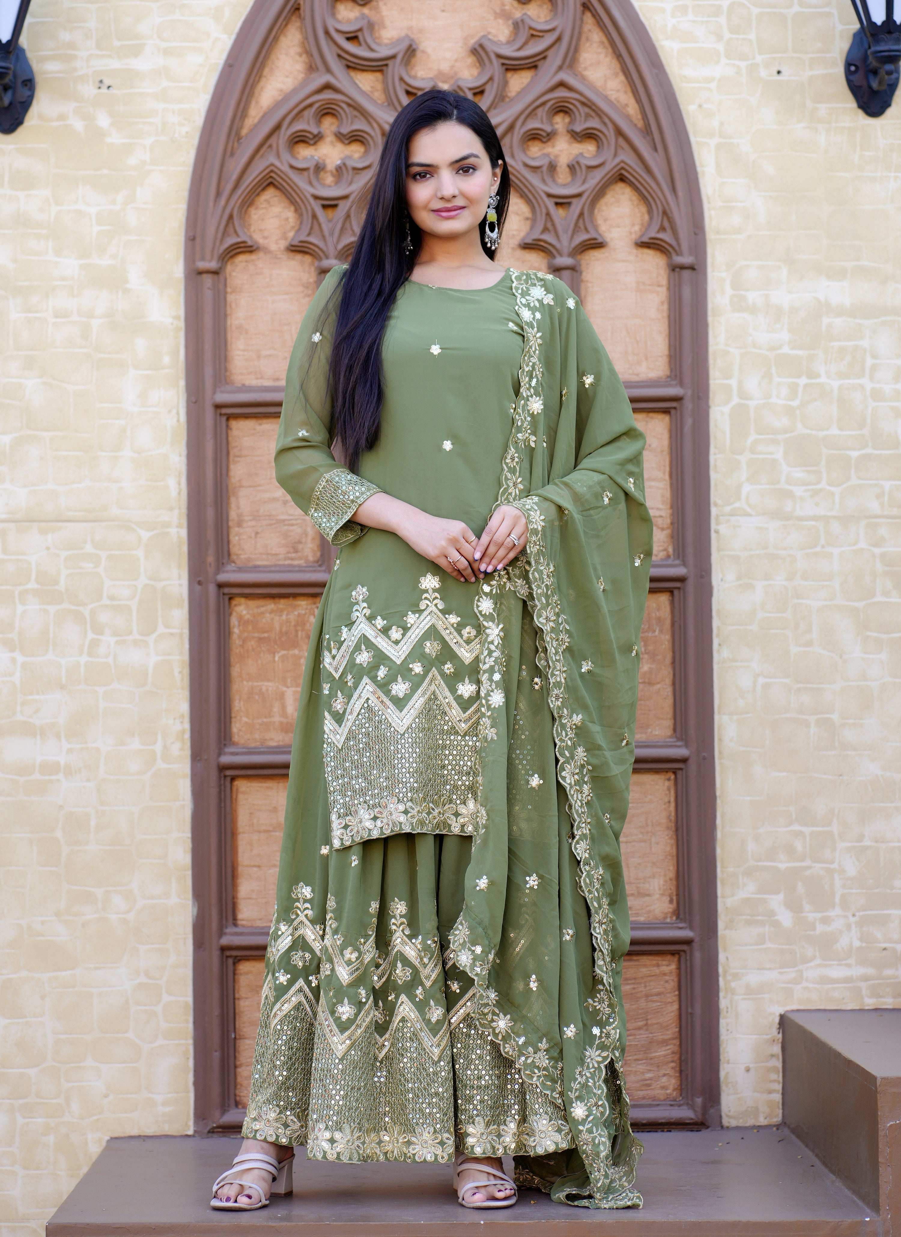 Yash Enterprise Latest Georgette Embroidery Pista Readymade Salwar Suit