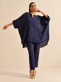 trueBrowns Blue Bandhani Silk Printed Boxy Fit Co-Ord Set