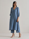 trueBrowns Light Blue Kurta Pant Set