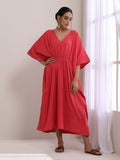 trueBrowns Bright Pink Dobby Kaftan Dress