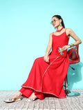 InWeave Women's Red Gota Strappy Kurta Set