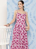 InWeave Women's Pink Fuchsia Japanese Art Strappy Set