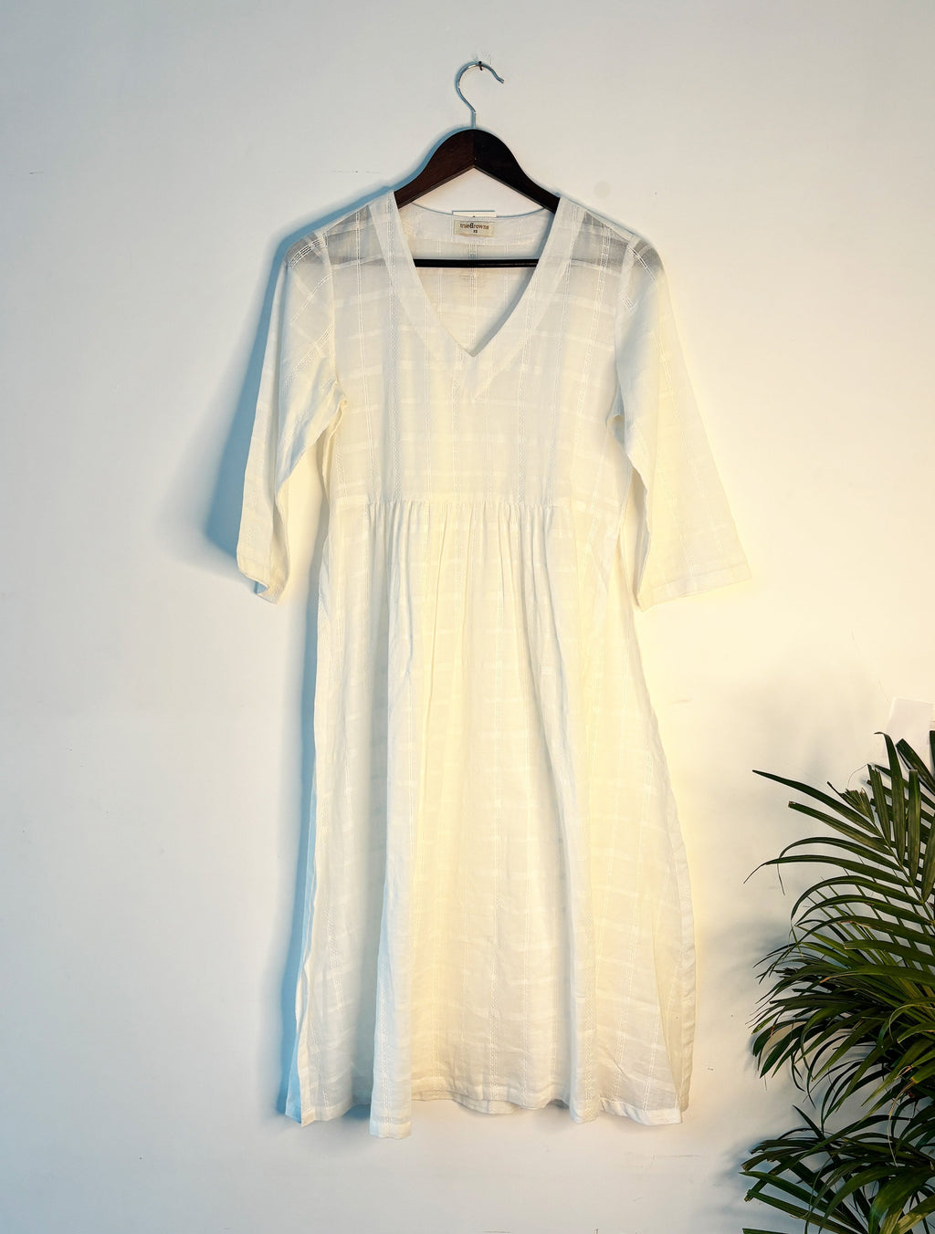 trueBrowns White Square Dobby Kurta