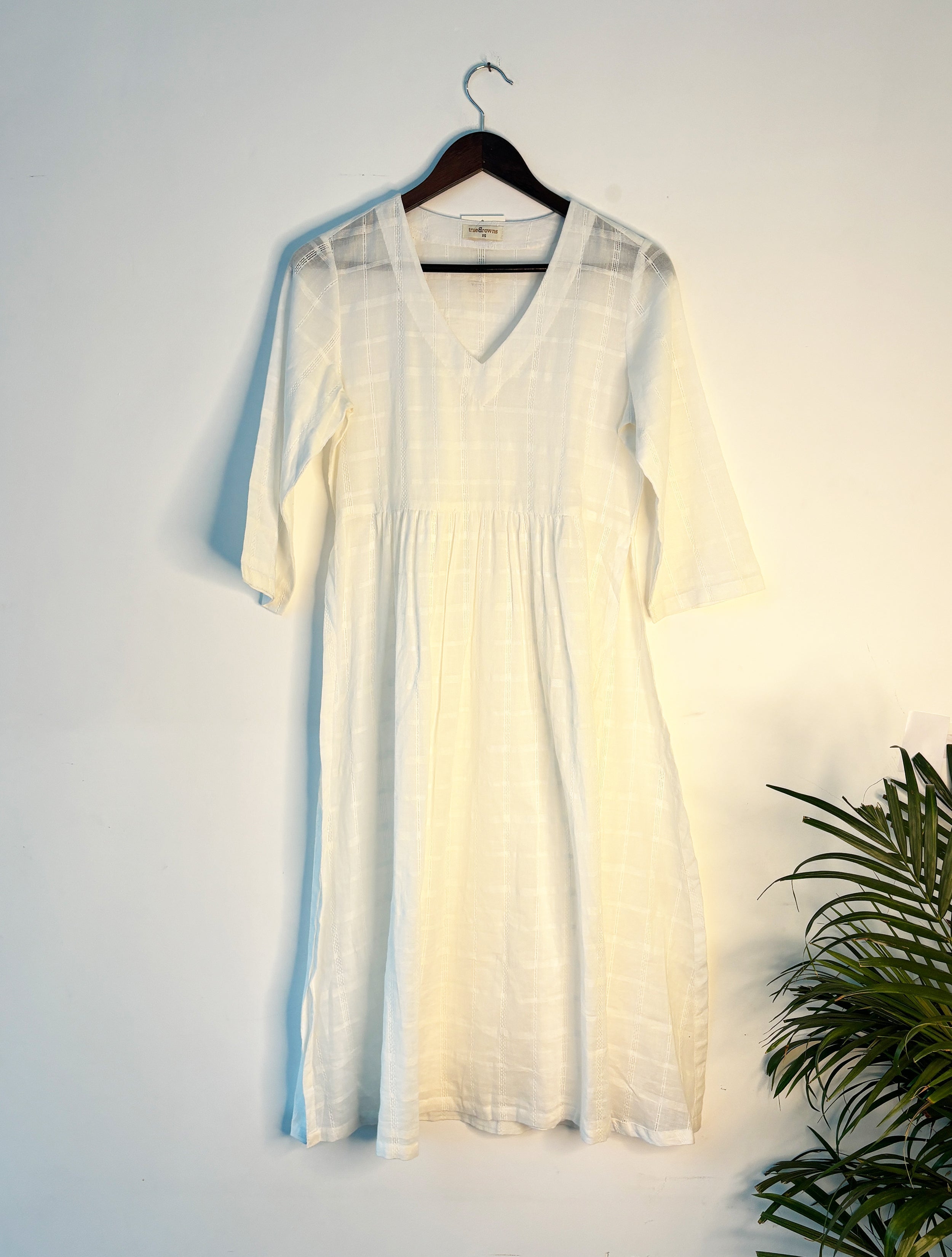trueBrowns White Square Dobby Kurta