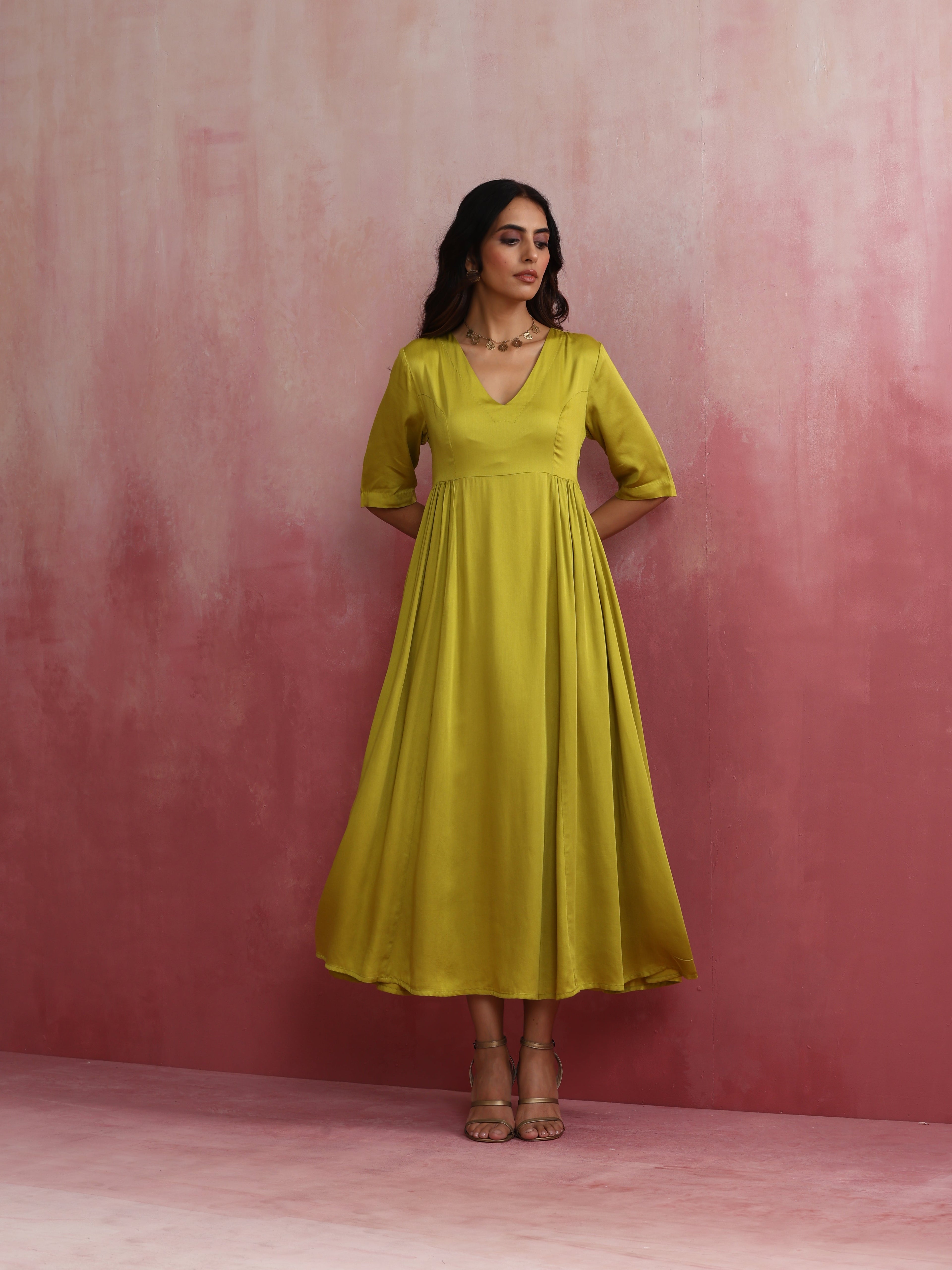 trueBrowns Modal Lime Green Dress