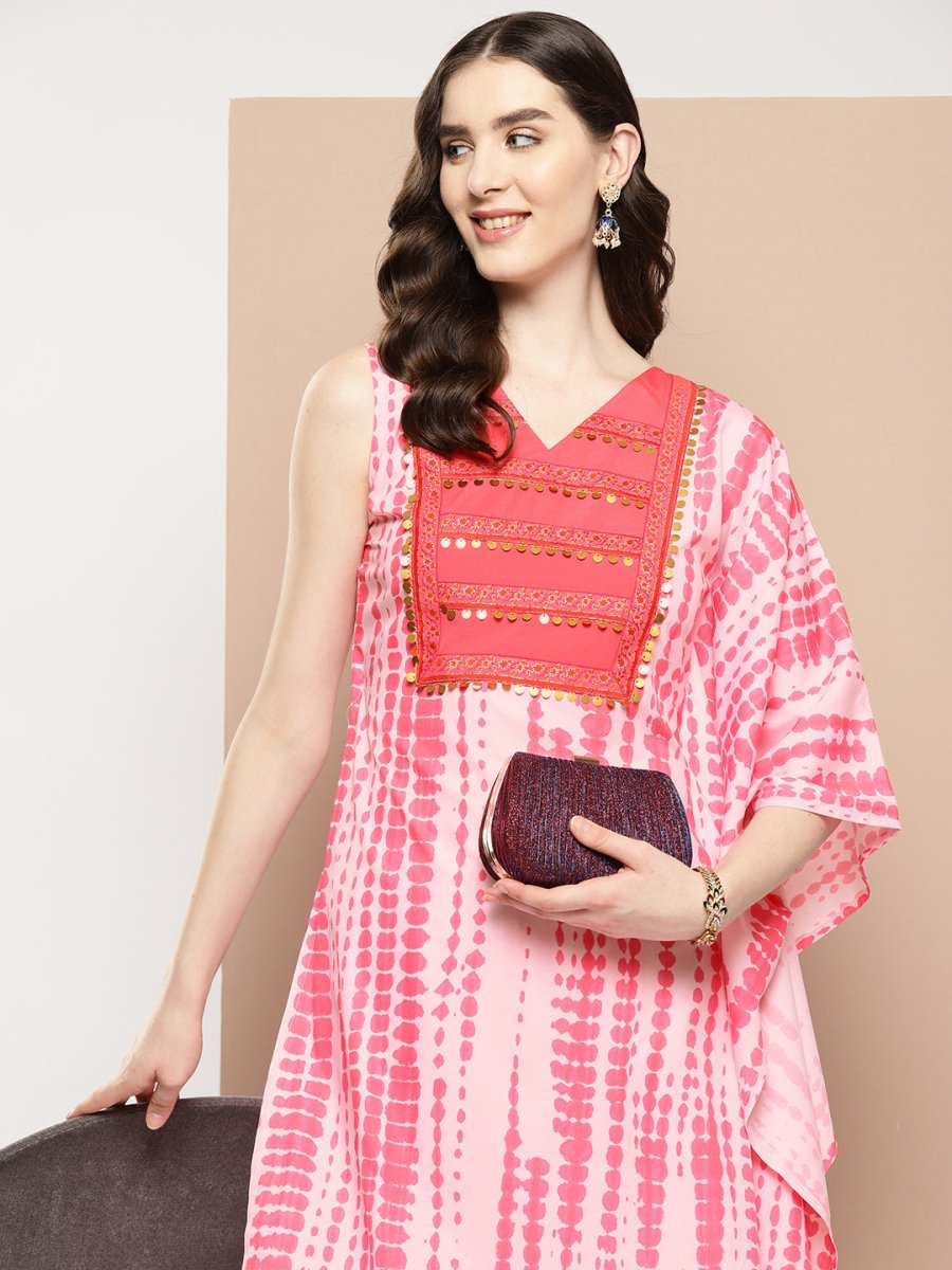 Ahalyaa Printed One-Shoulder Flared Sleeve Sequinned Kurta with Trousers