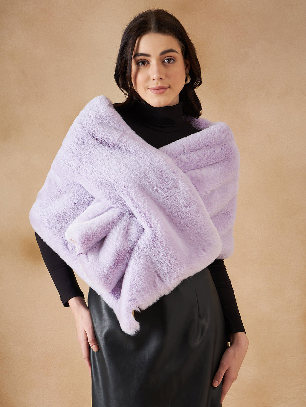 InWeave Women's Mauve Fur Cape