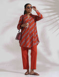 trueBrowns Orange Cotton Print Co-ord Set