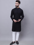 Even Apparels Black Pure Cotton Kurta With Band Collar