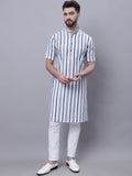 Even Apparels Grey Pure Cotton Short Sleeves Kurta With Band Collar