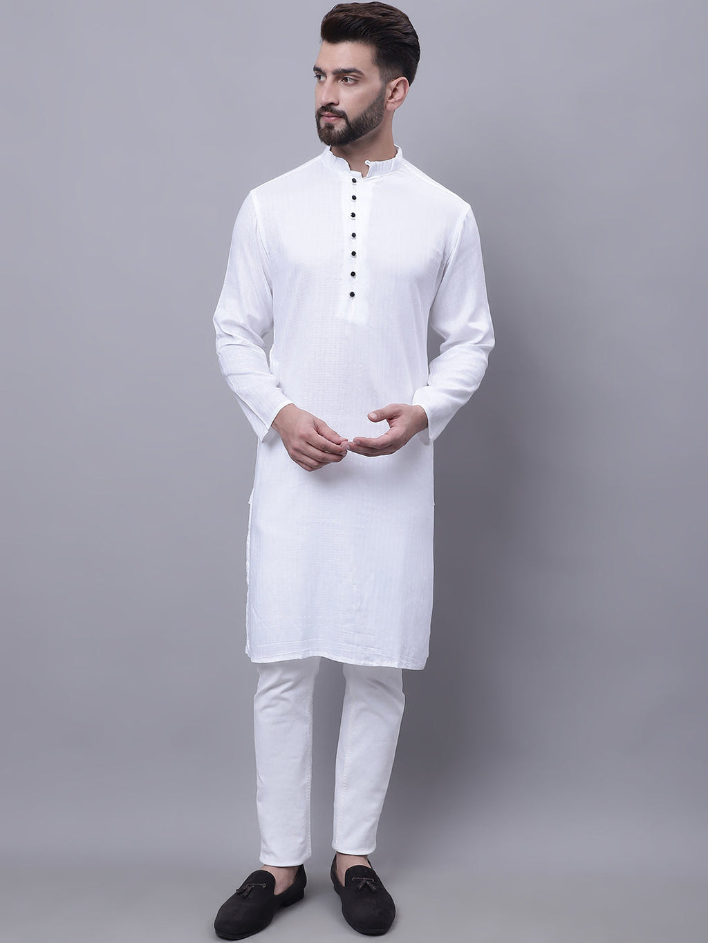Even Apparels White Pure Cotton Kurta With Band Collar