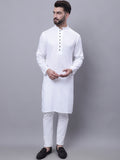 Even Apparels White Pure Cotton Kurta With Band Collar