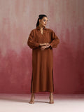 trueBrowns Brown Cotton Dobby Dress