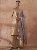 InWeave Women's Light Grey Jacquard Halter Kurta Set W Grey Or Dupatta