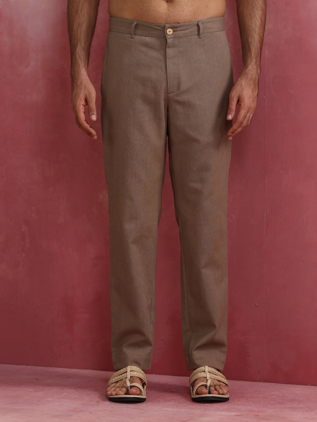 trueBrowns Men's Grey Cotton Twill Pants