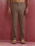 trueBrowns Men's Grey Cotton Twill Pants