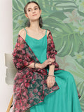 InWeave Women's Teal Strappy Set W Black Pink Camelia Or Duptta