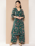 Ahalyaa Women Floral Printed Regular Gotta Patti Kurta with Palazzos