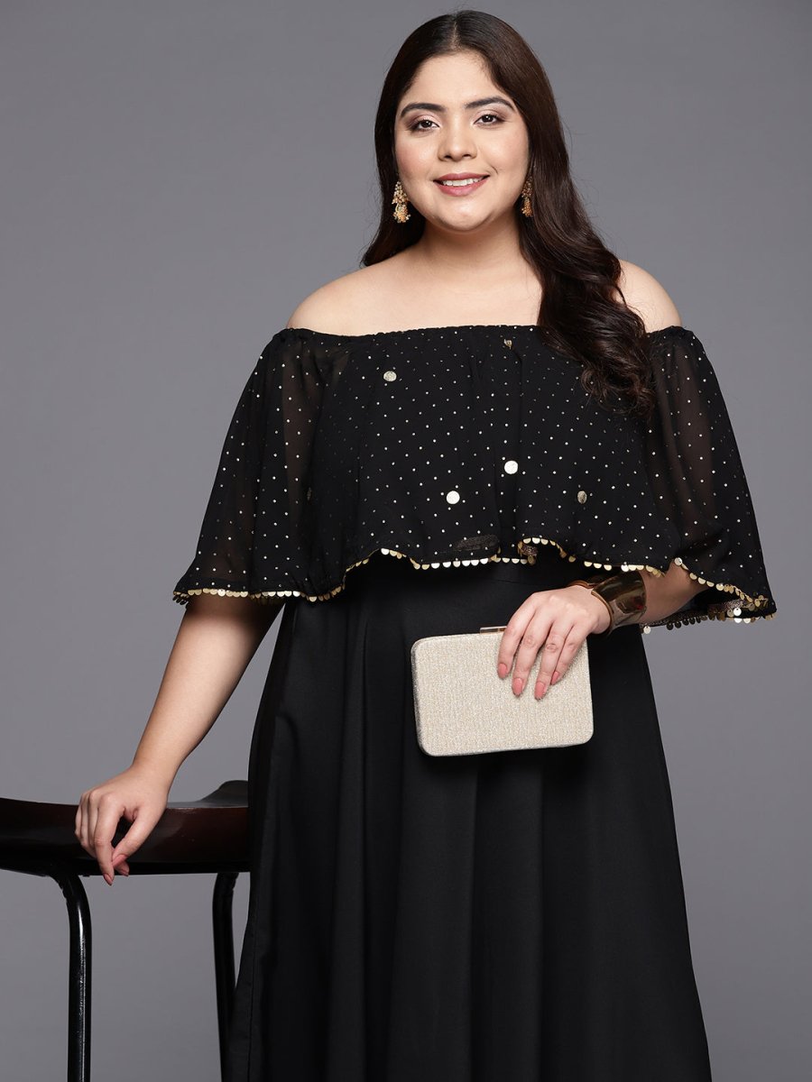 Ahalyaa Plus Size Off-Shoulder Maxi Ethnic Dress