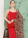 InWeave Women's Red Strappy Set W Camel Brown Or Duptta