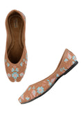 Desi Colour Women Indian Ethnic Footwear-Cushioned Peach Floral