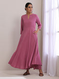 trueBrowns Onion Pink Dobby Anarkali Pant Set