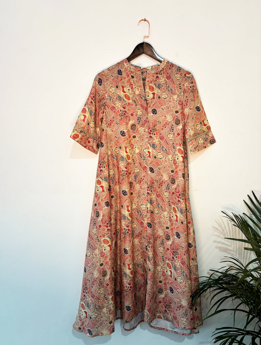trueBrowns Beige Flared Kurta Set