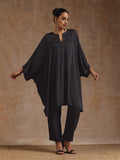 trueBrowns Grey Modal Satin Oversized Round Co-Ord Set