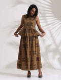 trueBrowns Beige Cotton Skirt Co-ord Set