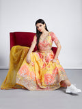 House of Panchhi Yellow Colour Organza Floral Design Digital Print Lehenga Choli & Dupatta