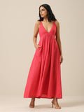 trueBrowns Bright Pink Slub Texture Sleeveless Dress